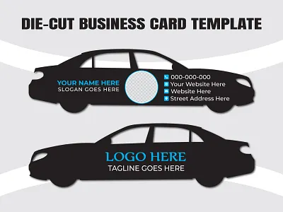 Modern Die-Cut Car-Shaped Visiting Card branding business card company contact corporate creative design diecut elegant layout minimal modern namecard new print professional stationery template visiting