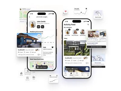Real Estate Agent Mobile Dashboard app appdesign cleanui dashboard highfidelity interactiveui ios mobile mobileappdesign modernui realestateapp ui uidesign uiux ux uxdesign