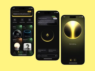 ⬆️ AI-Driven Home System Monitor 3d ai control branding design electrical maintenance home automation home system monitoring hvac control logo maintenance alerts service scheduling smart home technology smart lighting ui voice interaction