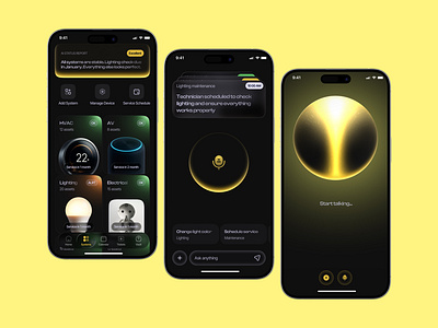 ⬆️ AI-Driven Home System Monitor 3d ai control branding design electrical maintenance home automation home system monitoring hvac control logo maintenance alerts service scheduling smart home technology smart lighting ui voice interaction