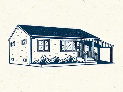 Vintage House Illustration distress distressed graphic design house house drawing house illustration illustration ink retro rough vintage vintage illustration