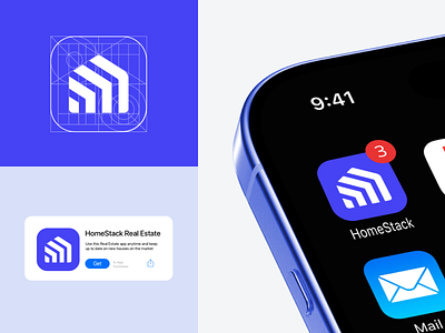 Real Estate App Icon Design app appicon appstore branding design icondesign iconography ios iosdesign logo minimaldesign modernui realestateapp ui ux