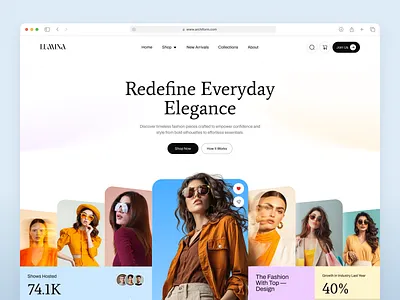 Fashion E-Commerce Website Design animation cart clothing e commerce ecom ecommerce elegant fashion fashion fashion brands fashion store landing page marketplace minimal online store product cart shop ui ux webflow website womens fashion