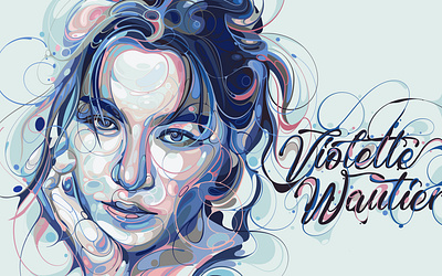 Violette Wautier abstract art blue buble colorful cover design design freehand illustration line line art pink portrait portrait illustration unique vector vectorart