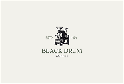 Black Drum Coffee Logo brand identity branding cafe coffee coffee logo custom logo fnb illustration logo logo brand old school logo organic logo roasters vintage logo