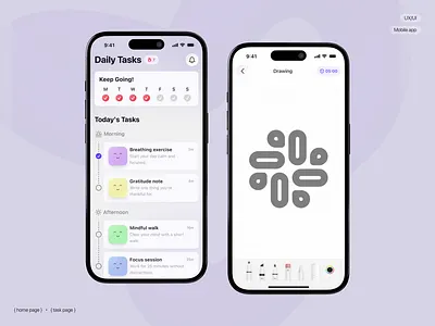Mental health application app calendar health ios meditation mental mental health mobile app product design task ui ux