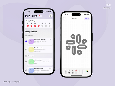 Mental health application app calendar health ios meditation mental mental health mobile app product design task ui ux