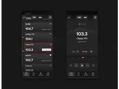 Classic Radio | UI/UX design branding brown clean design logo radio radio ui typography ui uiux ux