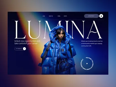 Lumina Web Ui Landing Shot ai branding concept design fashion graphic design illustration model agency photography stylish techwear ui ui design ux ux design web design