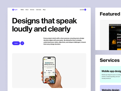 Kyan- Designer Portfolio Landing Page Design app design branding clean design design agency designer portfolio designer website home page design illustration minimal portfolio website ui ui ux design ui ux design agency ui ux designer ux ux design web design website design