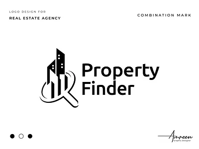 Property Finder: Combination Mark Logo agency architecture brand building business combination corporate design finder glass graphic icon identity logo magnifying mark property real estate search symbol