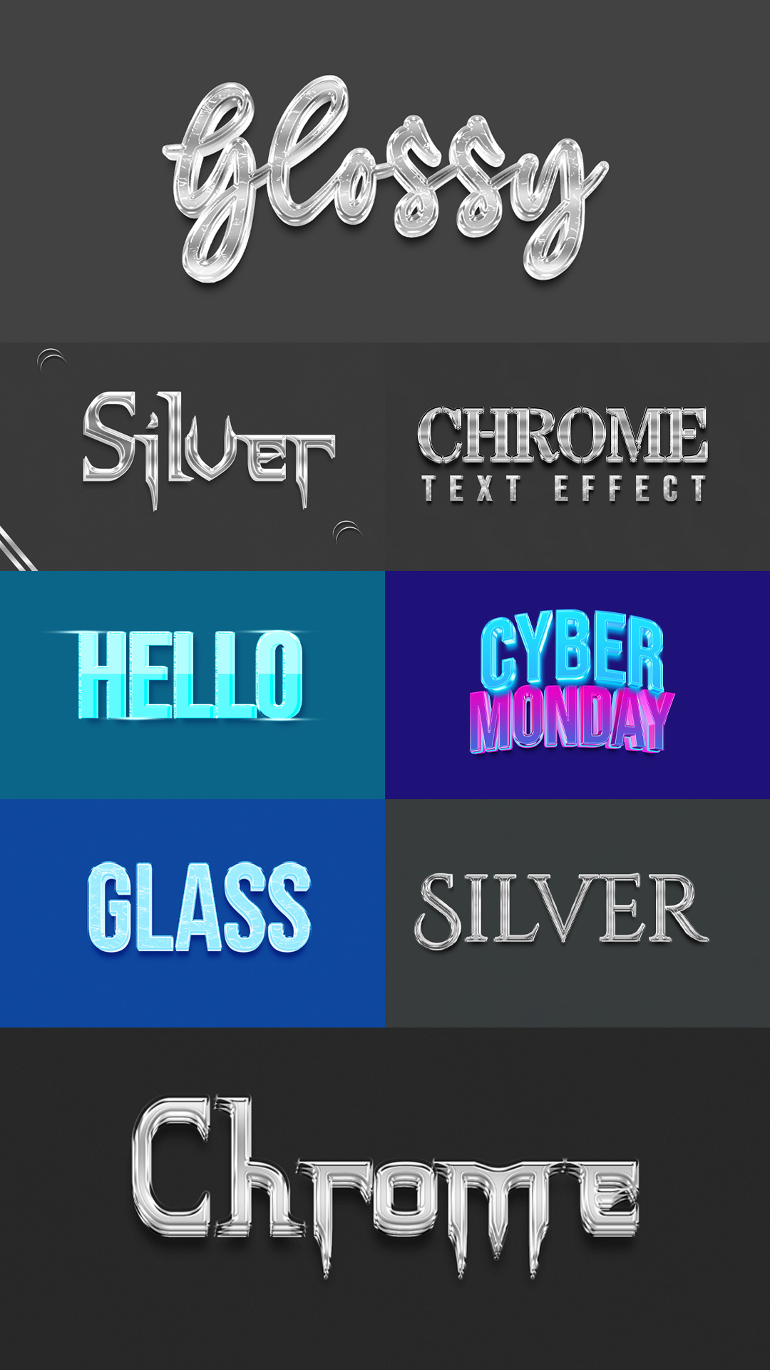 Luxury silver 3d text style effect 3dtext chrome design editable effect luxury silver style template