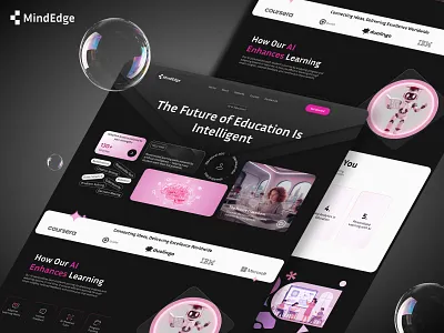 MindEdge - Education AI Landing Page 3d ai ai landing page artificial artificial intelligence bmvsi dark dark theme design education education web education website intelligence landing page system integration ui ui design ui education web website education