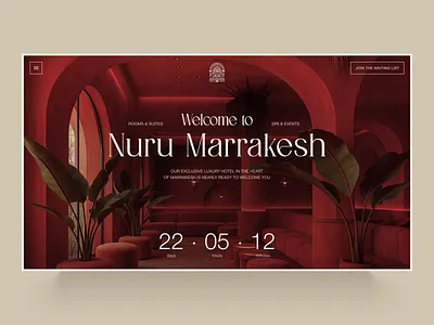 Nuru Marrakesh. Website Design. bold cards hotel luxury typography ui website