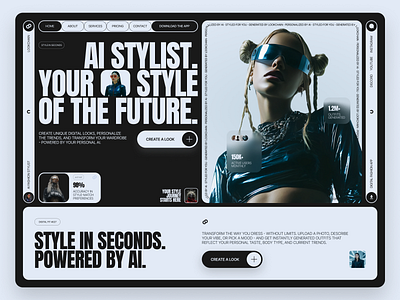 AI STYLIST/LANDING PAGE/LOOKCHAIN ai stylist aidesign branding concept dark style design editorial fashiontech graphic design landing page landing page design ui ui ux design ui design uiux uiux design ux web web design website design