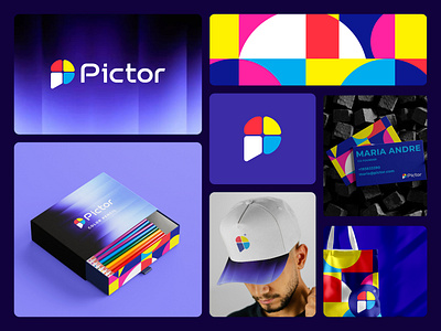 Pictor - Brand Identity Design brand identity brand logo branding color logo colorful logo graphic design letter logo letter p logo logo design modern logo monogram logo p logo pencil brand logo visual identity