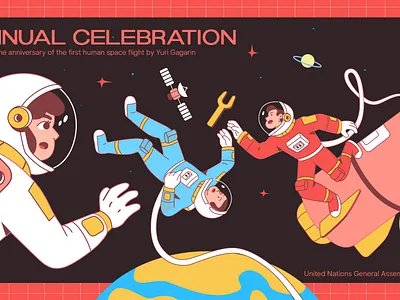 First Human on Space Celebration✨ character character design illustration illustrator motion design motion graphics spaceart spaceillustration