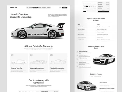 Dream Drive Lease to Own Page booking car landing page lease lease to own rent rental sport sports travel traviling ui ux webdesign