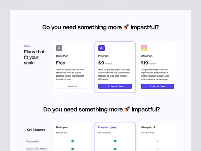 SaaS - Pricing Page interface landing table minimal pricing pricing cards saas ui ux web design website design