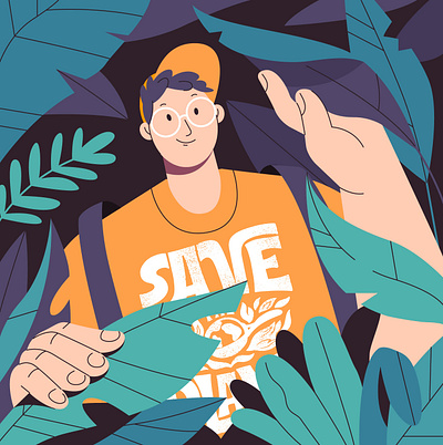 Save the planet character 2d character design graphic design illustration plant typography vector