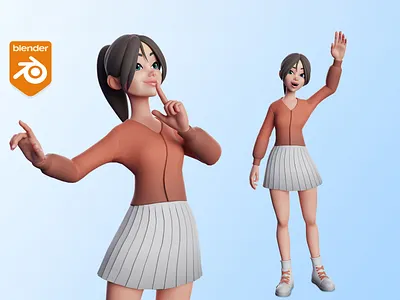 Cheerleader 3D illustration 3d 3d character blender branding cartoon cheerleader cute design female girl illustration illustrations model resources stylized woman