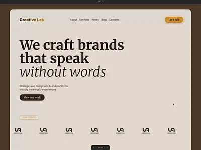 Creative landing page agency animation creative design figma landing page uxui web design website