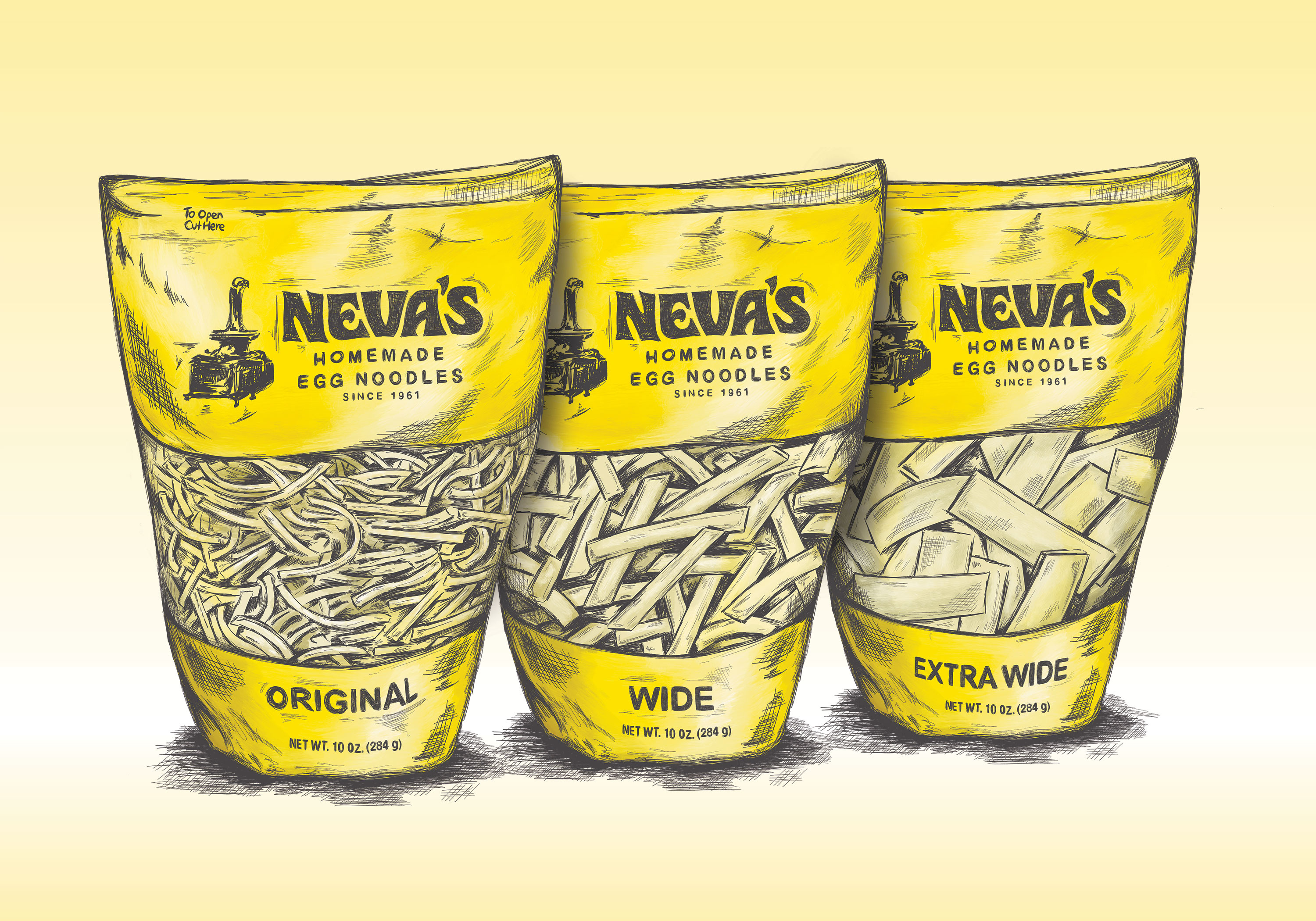 Neva’s Homemade Egg Noodles — Tractor Trailer Design & Branding bag drawing egg noodles food food drawing food illustration hand drawn handdrawn homemade illustration illustration art illustrator line art noodles packaging packaging art pen pen sketch sketch sketchy