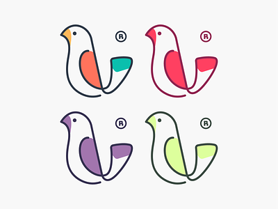 Parrots! bird birds brand branding colorful colors dove icon illustration line art logo logo design mark minimal monoline nest parrot saas startup symbol