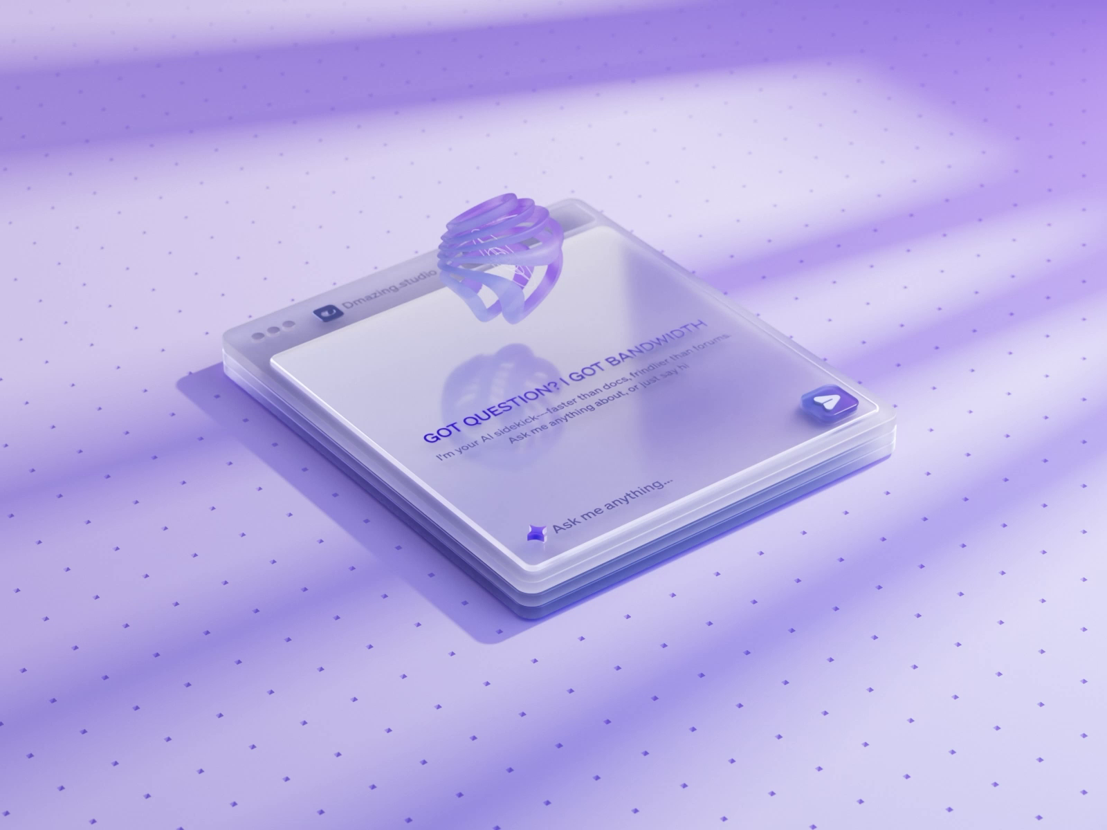 Example of 3D AI Assistant UI Component – Animated Chatbot, 3D Glass UI