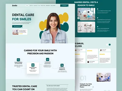 Modern Dental Clinic website landing page for Confident Smiles best web design clean design clinic dental dentist design trends doctor health healthcare landing landing page medical modern website smile teeth ui web web design website websitedesign
