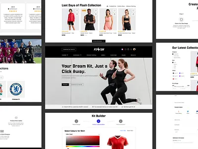 Sportswear E-commerce and Kit builder website 2026 animation clea clean club jercy dark black ecommercedesign fitness kitbuilder minimal productdesign responsive design sportswear trendy design ui uiuxdesign userexperience uxresearch webdesign