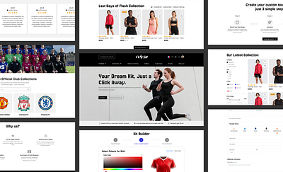 Sportswear E-commerce and Kit builder website 2026 animation clea clean club jercy dark black ecommercedesign fitness kitbuilder minimal productdesign responsive design sportswear trendy design ui uiuxdesign userexperience uxresearch webdesign