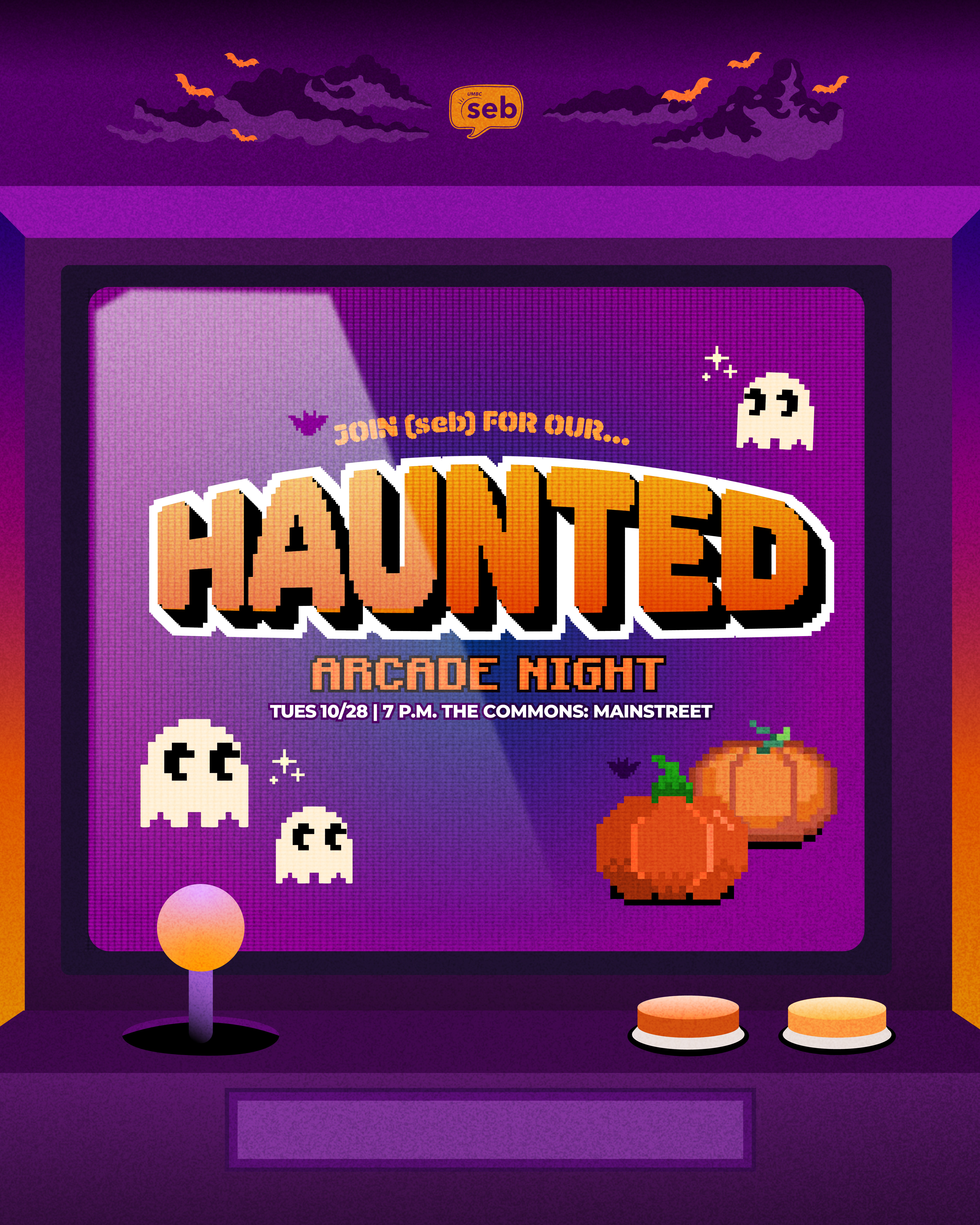 (seb) Haunted Arcade Night IG Post adobe illustrator design graphic design illustrator social media