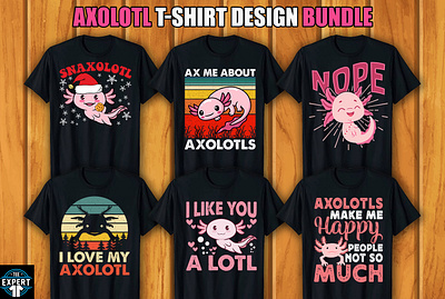 Axolotl T-shirt Design Bundle retro vintage tshirts