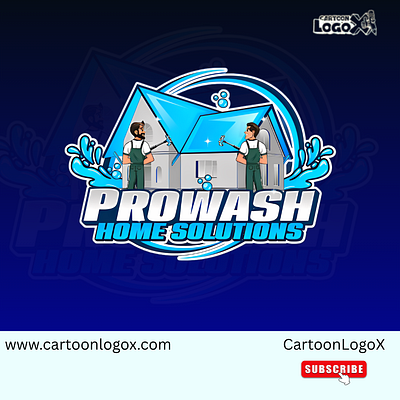 Custom Pressure Washing Cartoon Logo ProWash Home | CartoonLogoX brand identity design branding cartoon logo design character illustration custom logo graphic design home service branding logo mascot logo pressure washing logo professional logo design vector mascot logo