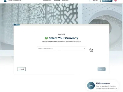 Zakat Calculator ai plaform branding graphic design motion graphics ui