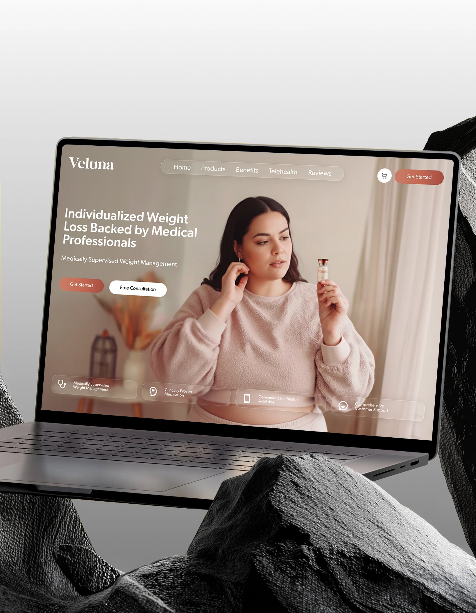 Veluna – Telehealth Landing Page (UI/UX) components designsystem healthcare landingpage productdesign telehealth typography ui ux webdesign