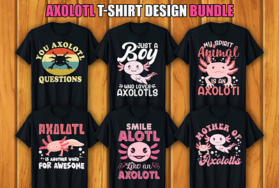 Axolotl T-shirt Design Bundle retro vintage tshirts