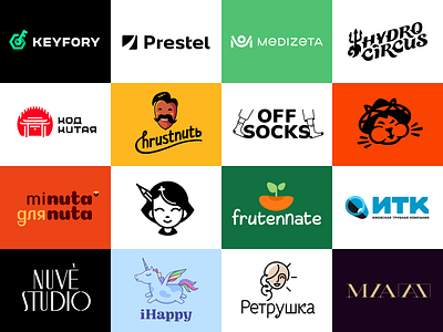 Logofolio 2025 / part 03 china circus design font frut girl hamster happy hydro illustration key letter logo logotype mexico nut pencil socks studio unicorn