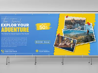 Travel Adventure Billboard Design adventure agency banner billboard graphic design holiday modern design offer outdoor ad poster tour travel banner travel promo vacation