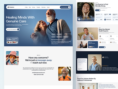 Healora – Mental Health & Therapy Website Design / Healthcare counseling website emotional health website empathy driven ui health wellness website healthcare ux design healthcare website medical website mental health saas mental health website design mental wellness portal mental wellness website minimal mental health website online therapy website psychology website responsive website teletherapy platform therapist booking website therapy platform ui therapy service landing page wellness website design