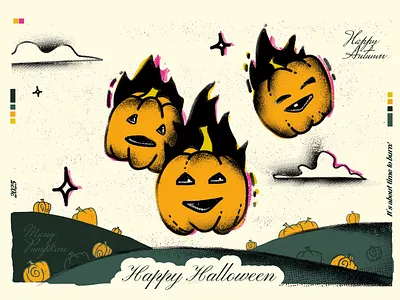 Halloween postcard design graphic design illustration vector yellow