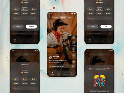 Tipping Creators on a Social Music App Design app design branding product design ui uiux