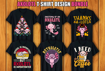 Axolotl T-shirt Design Bundle retro vintage tshirts
