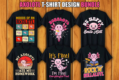 Axolotl T-shirt Design Bundle retro vintage tshirts