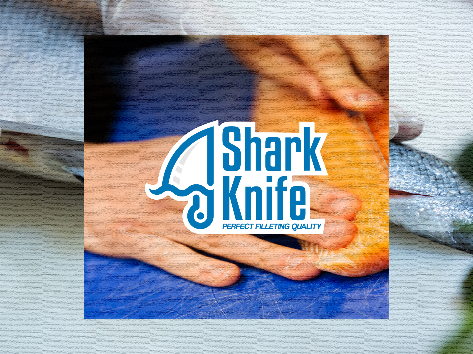 Shark Knife Logo and Visual Design brand branding company design filleting fish graphic design inspiration knife logo menu modern poster shark trend vector wave