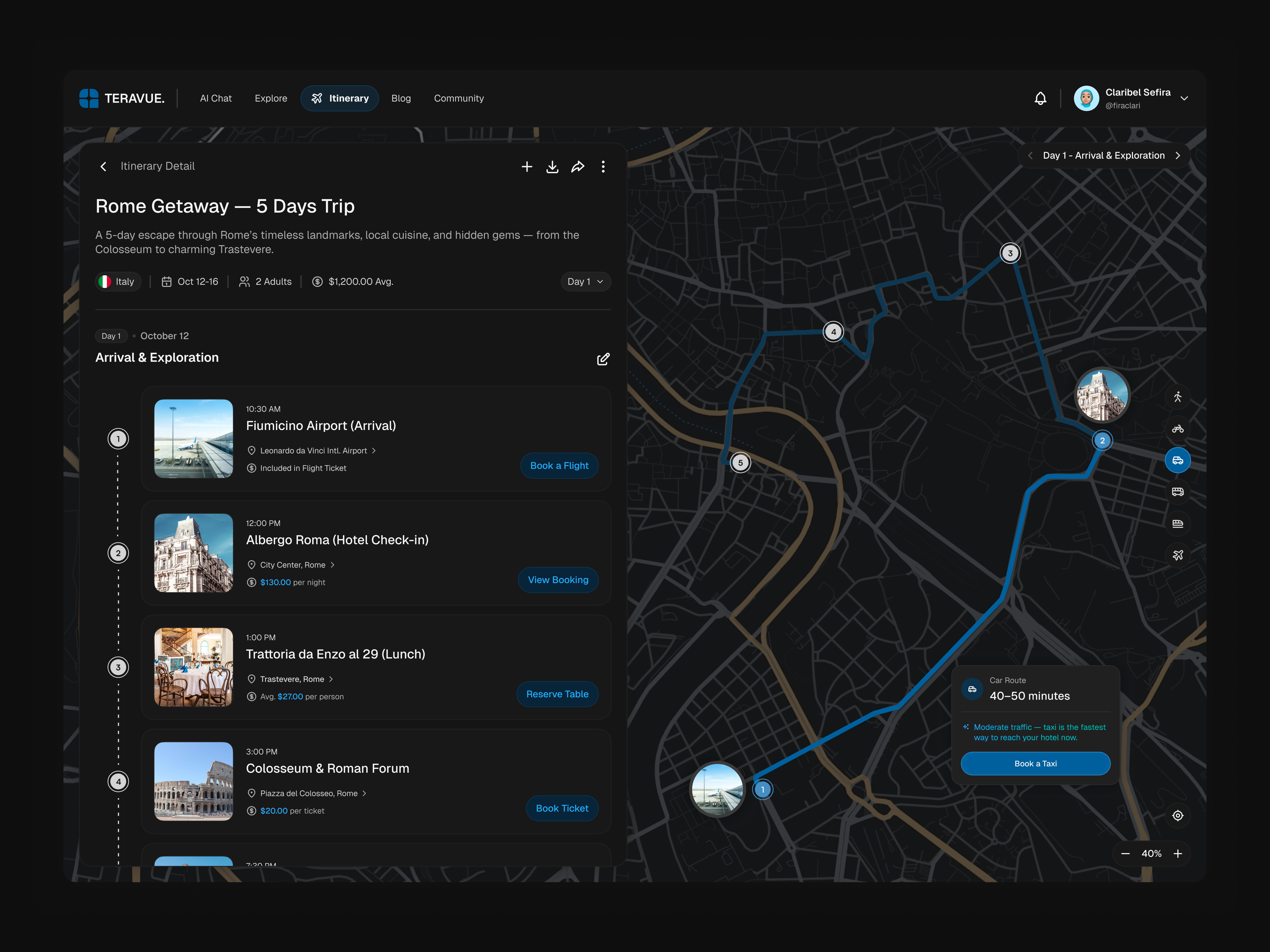 AI Travel Planner Itinerary Page ai ai assistant ai chat ai travel chat chatgpt dashboard design destination holiday itinerary minimal modern planner travel travel dashboard trip ui design ux design website