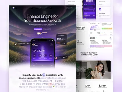Finora - Finance App Landing Page businessgrowth businesswebsite cleanui corporatedesign dribbble financeapp financeplatform fintech fintechui landingpage paymentplatform saasdesign saaswebsite startupdesign techwebsite ui uidesign uiux ux webdesign