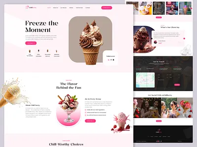 Chillberry — Ice Cream Shop Landing Page Design chillberry colorful ui creative landing page dessert dribbble design ecommerce food and drink food website ice cream ice cream shop landing page minimal design modern ui product design responsive design sweet treats ui design ux design web design