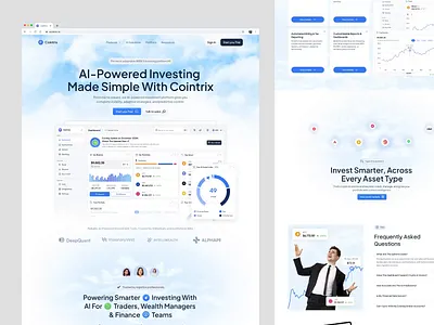 Animation SaaS Web3 Investment Landing Page ai animation animation finance website animation ui branding design finance finance web interaction investment investment website landing page minimal modern motion graphics saas ui design ux design website